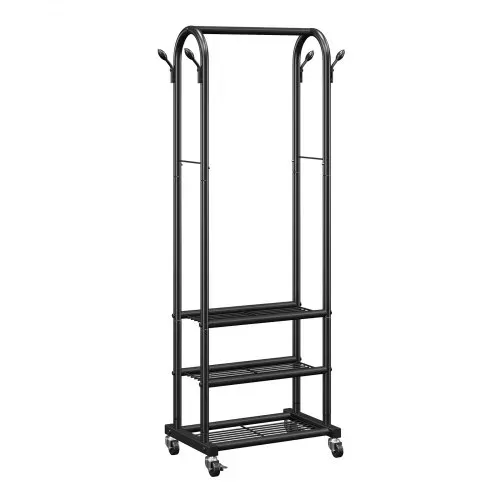 VEVOR Kleiderständer Garderobenständer rollbar mit Kleiderstange & 3 Ablageflächen, bis 45 kg belastbar, robuster Kleiderständer aus Karbonstahl für Schlafzimmer Waschküche Wohnzimmer – Bild 8