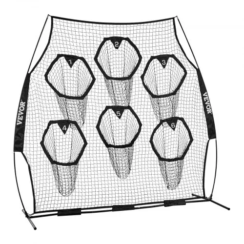 VEVOR Fußballtrainer Wurfnetz Übungsnetz (274 x 106 x 243 cm) mit 6 Zieltaschen & tragbarer Aufbewahrungstasche & Gurten, Wurfziel-Training für die Passgenauigkeit des Quarterbacks, Schwarz – Bild 8