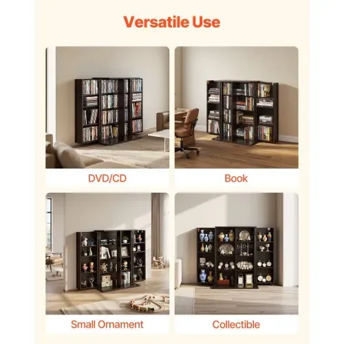 VEVOR Medienregal, 4-Ebenen DVD-Regal, 610x368x846 mm Medienschrank, Multimedia-Aufbewahrung für CDs, DVDs, Bücher, Spiele, CD-Regal für Wohnzimmer, Homeoffice, Aufnahmeraum, Braun – Bild 5