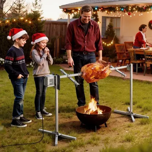 VEVOR Spanferkelgrill Lammgrill Spießbratengrill 1321 mm Rotisserie-Grill AC 220-240 V, 8-stufiges elektrisches Rotisserie-Grill-Set mit 60 kg Tragkraft, 38 W Motor Grillset für Partys – Bild 7
