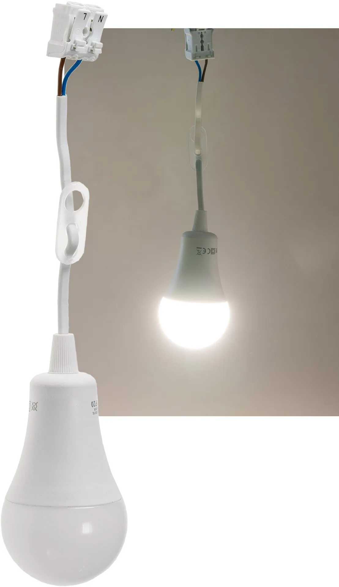 Baustellen-Leuchte A60 mit 15cm Kabel 12W, 1130lm, 4000K neutralweiß Baustellen-Leuchte A60 mit 15cm Kabel 12W, 1130lm, 4000K neutralweiß