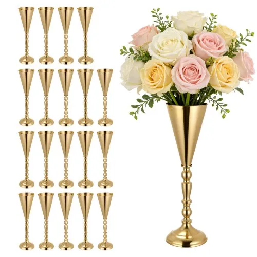 VEVOR 20 Stk. Hochzeitsvasen Tafelaufsatz Blumenvasen für Hochzeit 43 cm Hoch, Metall Tafelaufsatz Vasen mit Blumenständern, Trompete Vase Tischdeko für Hochzeiten Party Jubiläumsfeier Zeremonie, Gold VEVOR 20 Stk. Hochzeitsvasen Tafelaufsatz Blumenvasen für Hochzeit 43 cm Hoch, Metall Tafelaufsatz Vasen mit Blumenständern, Trompete Vase Tischdeko für Hochzeiten Party Jubiläumsfeier Zeremonie, Gold