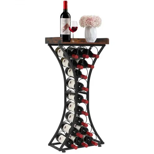 VEVOR Weinregal für 15 Flaschen, freistehendes Flaschenregal mit 20 kg Gesamtbelastbarkeit & Glashalter & Holzplatte, Weinflaschenständer für Küche Weinkeller Bar Wohnzimmer, Weinflaschenhalter Schwarz VEVOR Weinregal für 15 Flaschen, freistehendes Flaschenregal mit 20 kg Gesamtbelastbarkeit & Glashalter & Holzplatte, Weinflaschenständer für Küche Weinkeller Bar Wohnzimmer, Weinflaschenhalter Schwarz