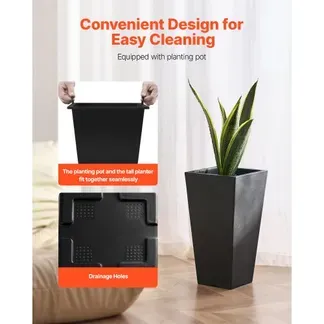 VEVOR Blumentopf, 2er Set, Großer Pflanzentopf 570 mm, Modernes Design, Integriertes effizientes Drainagesystem, Pflanzenkübel, Blumenkübel, Topf für Veranda, Patio, Außen, Innen, Schwarz VEVOR Blumentopf, 2er Set, Großer Pflanzentopf 570 mm, Modernes Design, Integriertes effizientes Drainagesystem, Pflanzenkübel, Blumenkübel, Topf für Veranda, Patio, Außen, Innen, Schwarz