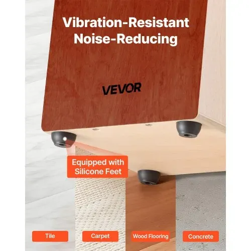 VEVOR Cajon, Kistentrommel mit internen Gitarrensaiten, leichte Drum-Box aus Holz, tragbares Trommel-Musikinstrument aus mit Silikonfüßen, abgerundeten Kanten, für Anfänger & Profis, 305x305x430 mm – Bild 3