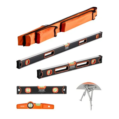VEVOR 4-teiliges Torpedo-Wasserwaagen-Set, 120/60/40/25cm alle magnetischen Wasserwaagen, Libellen-Lineal für 45/90/180 Grad, magnetisches Kasten-Wasserwaagen-Werkzeug aus Aluminiumlegierung VEVOR 4-teiliges Torpedo-Wasserwaagen-Set, 120/60/40/25cm alle magnetischen Wasserwaagen, Libellen-Lineal für 45/90/180 Grad, magnetisches Kasten-Wasserwaagen-Werkzeug aus Aluminiumlegierung