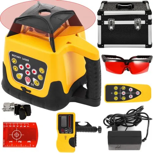 VEVOR Rot Professional Rotationslaser max. Arbeitsbereich 100 m, 360 Rotary Laser Level Wasser- und staubdicht außenbereich Arbeitszeit 20 Stunden in Handwerkerkoffer 2 kg Fernbedienung Yellow Shell VEVOR Rot Professional Rotationslaser max. Arbeitsbereich 100 m, 360 Rotary Laser Level Wasser- und staubdicht außenbereich Arbeitszeit 20 Stunden in Handwerkerkoffer 2 kg Fernbedienung Yellow Shell