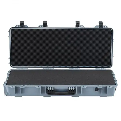 VEVOR Waffenkoffer mit Hartschale für Langwaffen, abschließbarer Gewehrkoffer mit vorgeschnittenen Schaumstoffen, Langwaffenkoffer Waffenaufbewahrung rollbar IP67 wasserfest, 97,8 x 42 x 17,3 cm Grau – Bild 8