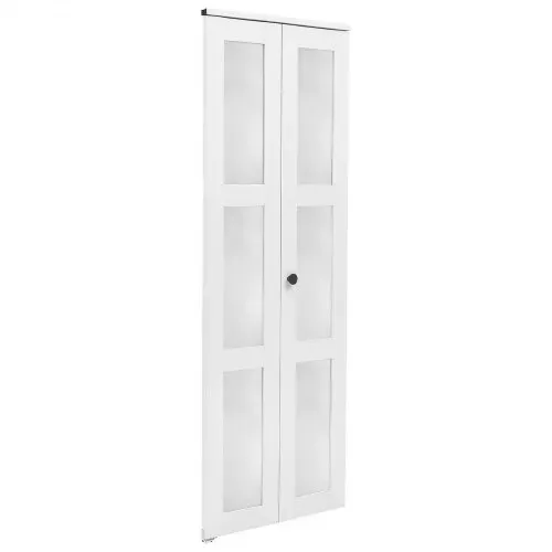 VEVOR Falttür Klapptür Komplettset 762 mm (Zwei 381 mm) x 2032 mm Milchglas, für Schränke & Schlafzimmer, Zweiflügelige Faltschiebetür mit Metallbeschlägen & Verbundrahmen, Stilvoll & Platzsparend, Weiß – Bild 9