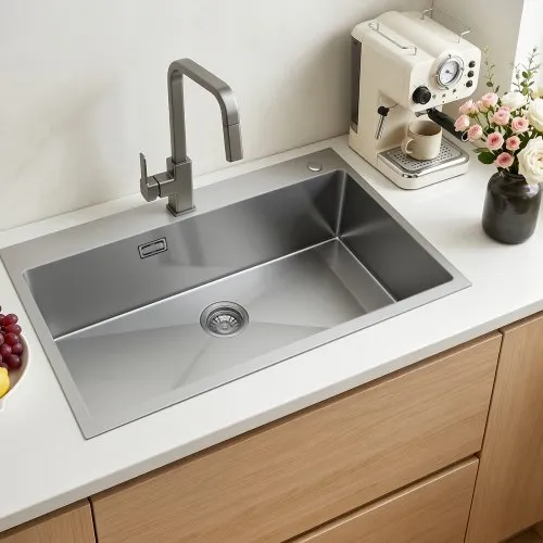 VEVOR Einbauspüle Einzelbecken, 85 x 45 x 19 cm, Edelstahl-Küchenspüle im Landhausstil, Küchenspüle für Geschirr, Wohnmobil, Vorbereitungsküche, Waschküche und Bar, Spülbecken mit Siebkorb VEVOR Einbauspüle Einzelbecken, 85 x 45 x 19 cm, Edelstahl-Küchenspüle im Landhausstil, Küchenspüle für Geschirr, Wohnmobil, Vorbereitungsküche, Waschküche und Bar, Spülbecken mit Siebkorb