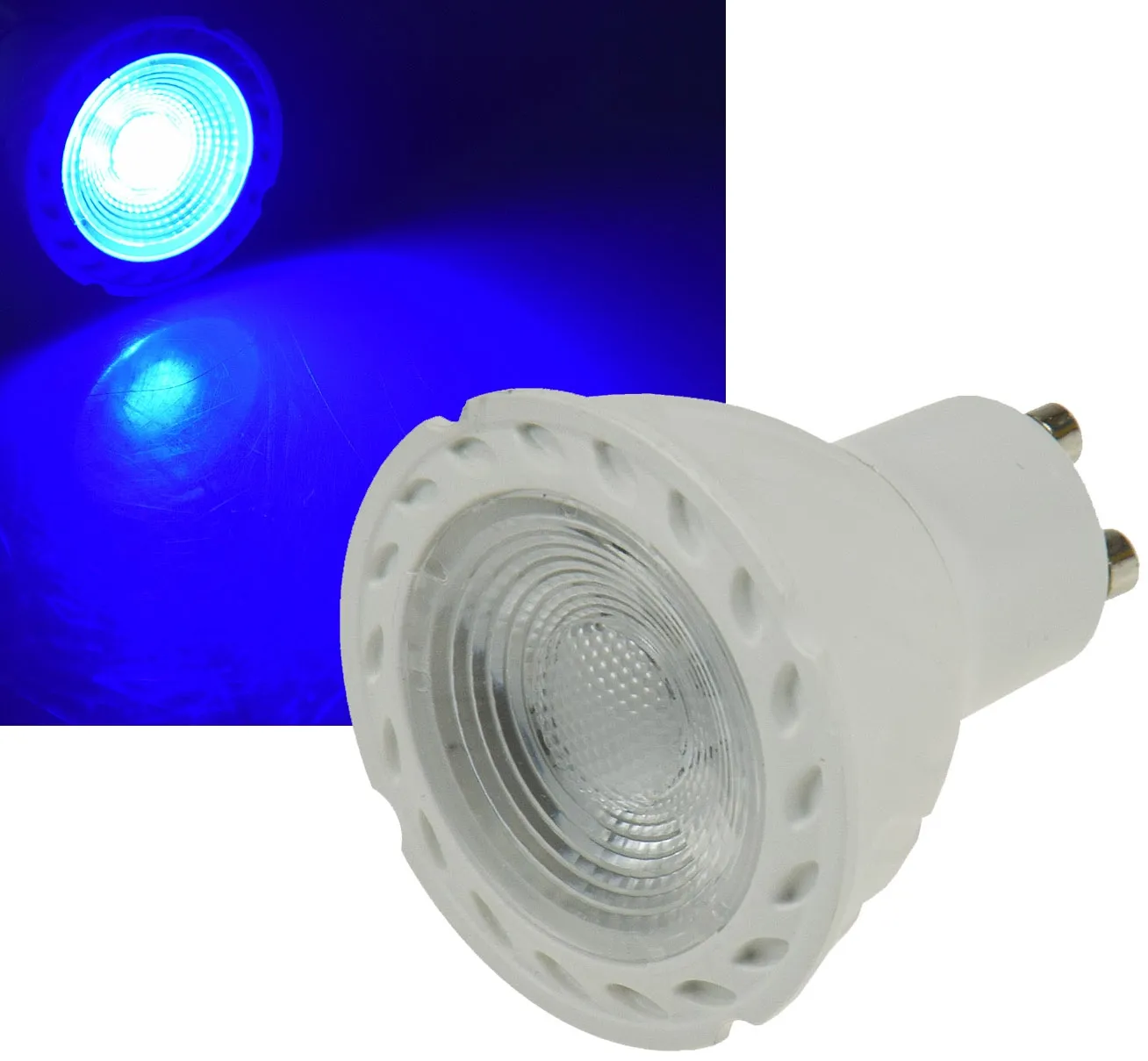 LED Strahler GU10 „LDS-50“ blau 38°, 230V/5W LED Strahler GU10 „LDS-50“ blau 38°, 230V/5W