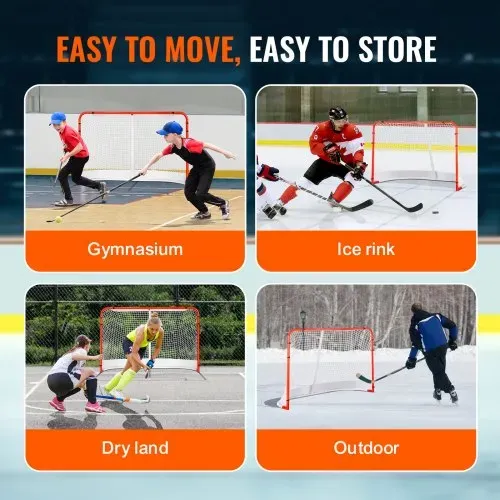 VEVOR Hockeytor Streethockeynetz, Straßenhockey-Tor Hockeynetz, 183 x 64 x 122 cm Hockey-Trainingstor-Set, offizielles Profi Indoor/Outdoor-Hockeytor aus Stahlrohren mit Netz, weiß/rot, Training – Bild 5