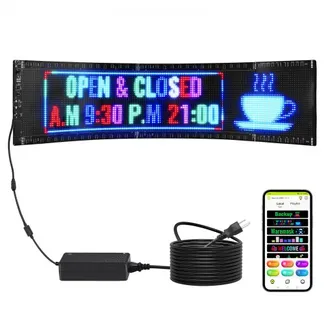 VEVOR Programmierbares LED-Schild, P5-Vollfarb-LED-Scrolling-Panel, DIY-Anzeigetafel, Bluetooth-App-Steuerung, Text, Muster, GIFs Nachrichten-Ladenschild 83,5 x 20 cm VEVOR Programmierbares LED-Schild, P5-Vollfarb-LED-Scrolling-Panel, DIY-Anzeigetafel, Bluetooth-App-Steuerung, Text, Muster, GIFs Nachrichten-Ladenschild 83,5 x 20 cm