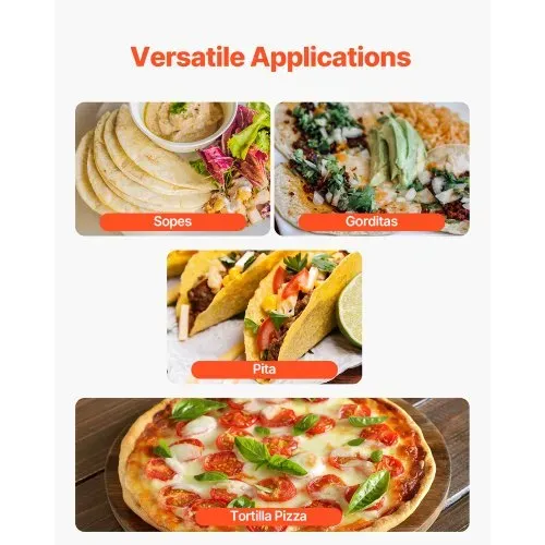 VEVOR elektrischer Tortillamaker, automatische Maschine zur Herstellung von Maistortillas mit Antihaftbeschichtung & zwei Formen (4 + 6 Zoll), für die Herstellung von Sopes Roti Pita Tortilla – Bild 5