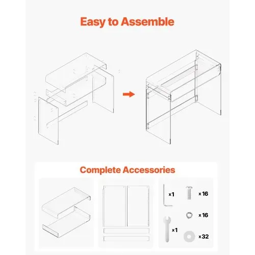 VEVOR Acryltisch Schreibtisch 2-stufiger, durchsichtiger Eingangtisch mit Ablage, moderner rechteckiger Computertisch, dicker Schreibtisch für Schlafzimmer Büro Wohnzimmer 40 x 85 x 75 cm – Bild 6