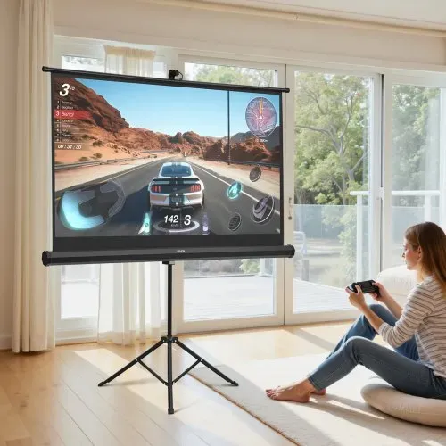 VEVOR Projektionsleinwand Stativleinwand (60 Zoll) mit 160° Weitwinkel, Beamerleinwand für Projektor innen & außen 16:9 4K HD, tragbare Filmleinwand mit Tragetasche für Heimkino Präsentation – Bild 7