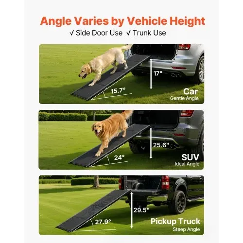 VEVOR Hunderampe, 160 x 43,2 cm, faltbare Hundeautorampen für mittelgroße & große Hunde bis 113 kg, Hundetreppe mit rutschfester Oxford-Gewebeoberfläche, tragbare Einstiegshilfe für SUV & LKW – Bild 4
