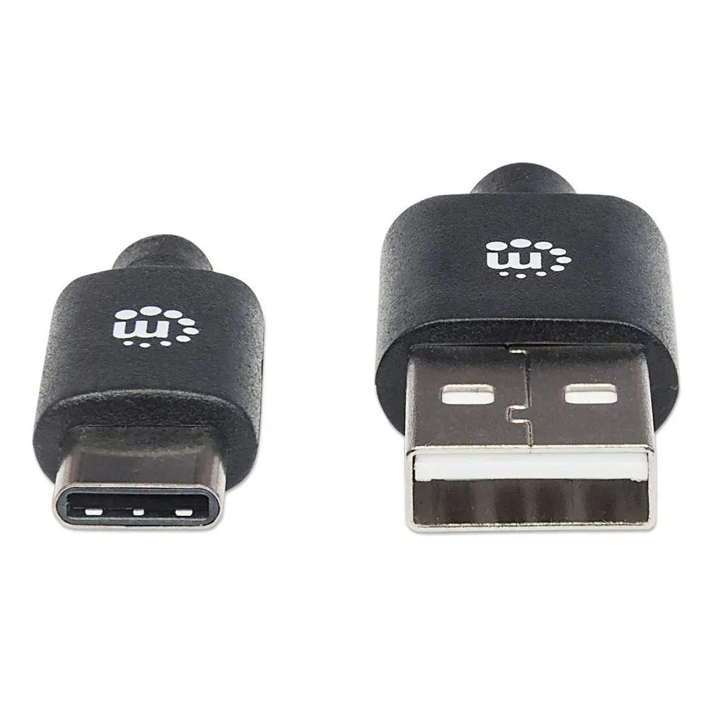 Manhattan Hi-Speed USB C Anschlusskabel, USB 2.0, Typ A Stecker - Typ C Stecker, 480 Mbps, 1 m, Schwarz – Bild 3