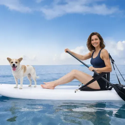 VEVOR 1 x Kajaksitz 31 mm Dicke, Gepolsterter Sitz für Paddleboard, Bootssitz mit Rückenlehne & Aufbewahrungstasche & Verstellbaren Gurten & Sechseckigem Sitzkissen für SUP Kanu Angelboot – Bild 7