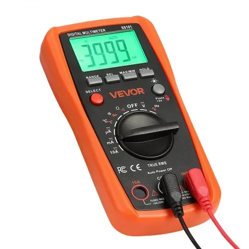 VEVOR Digitalmultimeter, 4000-Count TRMS DC/AC Voltmeter Stromtester, Auto-Ranging-Multimeter für Strom, Spannung, Widerstand, Kapazität, Temperatur, Dioden, Durchgang, Tastverhältnis – Bild 10