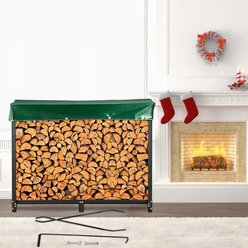 VEVOR Metall Kaminholzregal 590 kg Haltekapazität, Brennholzregal 244,5×36,2×122 cm, Holzunterstand mit PVC Abdeckung, Kaminholzhalter Holzregal für Kaminholz Schwarz, Stapelhilfe für Brennholz Außen VEVOR Metall Kaminholzregal 590 kg Haltekapazität, Brennholzregal 244,5×36,2×122 cm, Holzunterstand mit PVC Abdeckung, Kaminholzhalter Holzregal für Kaminholz Schwarz, Stapelhilfe für Brennholz Außen
