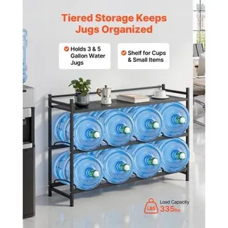 VEVOR Wasserkrughalter 3-Stufig, 4 Reihen, für 8 Flaschen, Wasserkrugregal mit Ablagefach, Wasserspenderregal, Wasserflaschenregal Wasserbehälterregal für Küche, Büro & Wohnzimmer, Schwarz VEVOR Wasserkrughalter 3-Stufig, 4 Reihen, für 8 Flaschen, Wasserkrugregal mit Ablagefach, Wasserspenderregal, Wasserflaschenregal Wasserbehälterregal für Küche, Büro & Wohnzimmer, Schwarz