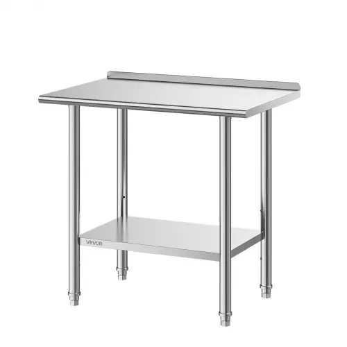 VEVOR Edelstahltisch Gastro 915 x 610 x 894 mm, Verstellbarer Edelstahltisch mit Aufkantung,Arbeitstisch mit Grundboden für Restaurant Schwerlast Obere Ablage (227 kg) Untere Ablage (191 kg) – Bild 9