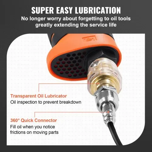VEVOR Schlagschrauber Druckluft max. Lösemoment 1898Nm Druckluftschrauber Vierkant 1,27cm Druckluftschrauber max. Drehmoment 1627Nm Vibrationsarmem inkl.10 Stecknüsse 8000U/min Leerlaufdrehzahl – Bild 2