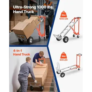 VEVOR 4-in-1-Sackkarre, 453,6 kg Tragkraft im 4-Rad-Modus, umwandelbare Transportkarre mit rutschfestem Griff & Rädern, Handkarre aus Aluminiumlegierung, Transportroller für Umzüge, Büros & Lager VEVOR 4-in-1-Sackkarre, 453,6 kg Tragkraft im 4-Rad-Modus, umwandelbare Transportkarre mit rutschfestem Griff & Rädern, Handkarre aus Aluminiumlegierung, Transportroller für Umzüge, Büros & Lager