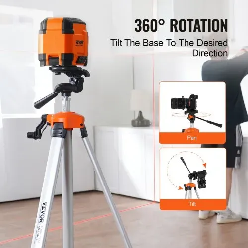 VEVOR Laser-Wasserwaagen-Stativ, ¼ x 20 Gewindehalterung, 27,36-68,11 Zoll Höhenverstellung mit integrierter Wasserwaage, leichter Laserscanner-Stativständer, einziehbare Beine, Aluminium-Stativ für stabile Messungen – Bild 3