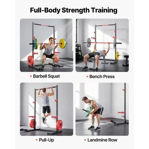 VEVOR Power Rack 445 kg Belastbar, multifunktionales Squat Rack für Heimfitnessstudio, Krafttrainingsgerät mit 6 Bandstiften & Landmine-Aufsatz & Sicherheitsstangen für Bankdrücken Kniebeugen – Bild 2