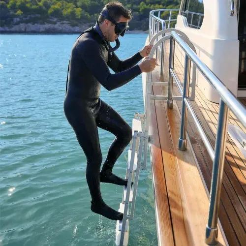 VEVOR Dockleiter Einziehbar, Bootsleiter mit 4 Rutschfesten Stufen Breite Pedale & Handlauf, 227 kg Belastbare Poolleiter für Einstieg, Teleskopleiter aus Aluminiumlegierung für Docks Pools Seen Boote – Bild 7