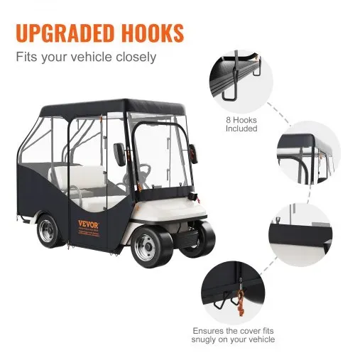 VEVOR Transparent Golfwagen Regenabdeckung 4-Personen-Golfwagenabdeckung 152 x 110 cm, 420D-Polyester Wasserdicht, Tragbar, Fahrbar, Aufbewahrungsabdeckung für Golfwagen Passend für EZGO TXT Golfwagen – Bild 5