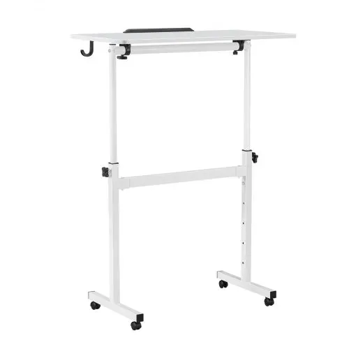 VEVOR Höhenverstellbarer Schreibtisch 810x410mm, 25kg Belastbarer Computertisch mit 360° Neigbarer Tischplatte, Bürotisch mit Haken Feststellbaren Rollen, Steh-Sitz-Tisch für Homeoffice Arbeitszimmer – Bild 9