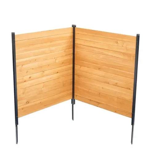 VEVOR Sichtschutzzaun Holz, 1100x982 mm, 2 Paneele, Lamellenzaun für Klimaanlagen, Umzäunung für Poolausrüstung mit Metallpfählen, Gartenzaun, Mülltonnenversteck für Außenbereich als Gartendekoration – Bild 8