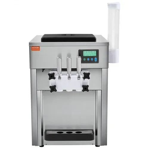 VEVOR Kommerzielle Eismaschine, 1800 W, 3-Geschmacksrichtungen, Softeismaschine Arbeitsplatte, 2 x 4 L Trichter, 2 x 1,8 L Zylinder, LCD-Bildschirm, Automatische Reinigung, Vorkühlung – Bild 10