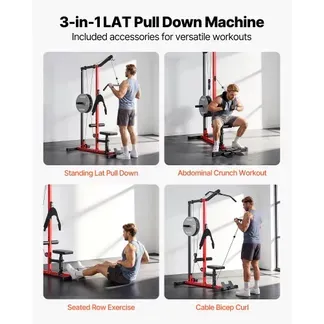 VEVOR Latzugstation, 3-in-1 Latzugturm, Kraftstation mit Latzugstange & Seilzug, bis 181 kg Belastbar, Krafttraining für Rücken Arme Schultern Bauch, Latzugmaschine für Fitnesscenter Zuhause, Schwarz VEVOR Latzugstation, 3-in-1 Latzugturm, Kraftstation mit Latzugstange & Seilzug, bis 181 kg Belastbar, Krafttraining für Rücken Arme Schultern Bauch, Latzugmaschine für Fitnesscenter Zuhause, Schwarz