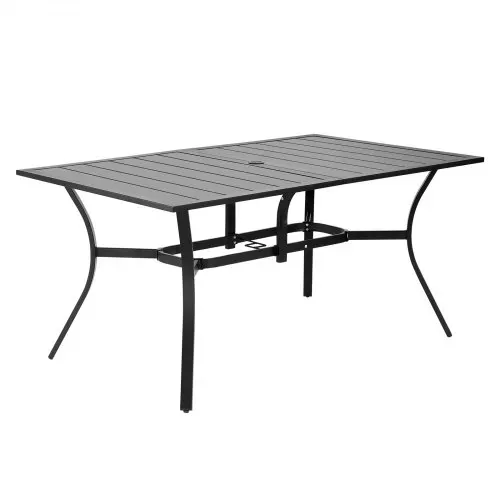 VEVOR Terrassentisch Gartentisch Balkontisch (1500 x 960 x 725 mm) aus Kohlenstoffstahl rechteckier Esstisch für Hof Terrasse Garten Veranda, wasserfest, mit 38 mm Schirmloch, 68 kg Tragkraft Schwarz – Bild 8