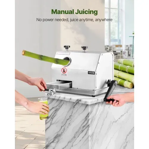 VEVOR Kommerzieller Zuckerrohr-Entsafter, 49,9kg/h Hochleistungs-Zuckerrohr-Entsafter-Maschine mit 3 Edelstahlwalzen, 6,1 cm großer Einlass, manuelle Zuckerrohr-Entsafter-Presse für den privaten/gewerb – Bild 5