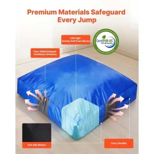 VEVOR Crashpad 150 x 150 cm, Kindermatte mit Schaumstoffblöcken & Waschbarem Bezug, Weiche Schaumstoff-Landezone, Fallschutzmatte, Ausstattung für Sinnesräume zum Springen Entspannen Spielen Blau – Bild 4