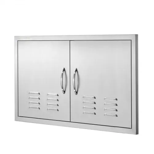 VEVOR Grill-Zugangstür, 914 x 534 mm, Doppelte Außenküchentür, Flächenbündig Montierte Edelstahltür, Vertikale Wandtür mit Griffen und Lüftungsschlitzen, für Grillinsel, Grillstation, Außenschrank – Bild 9