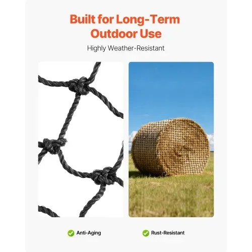 VEVOR Heunetz Rundballen, 1,5x1,5x1,5 m, Maschenweite 44,45x44,45 mm, PE-Material, verstärkte Knotenkonstruktion, mit Kabelbindern, Nadelschiffchen & Reparaturgarn, Futternetz für Pferde – Bild 4