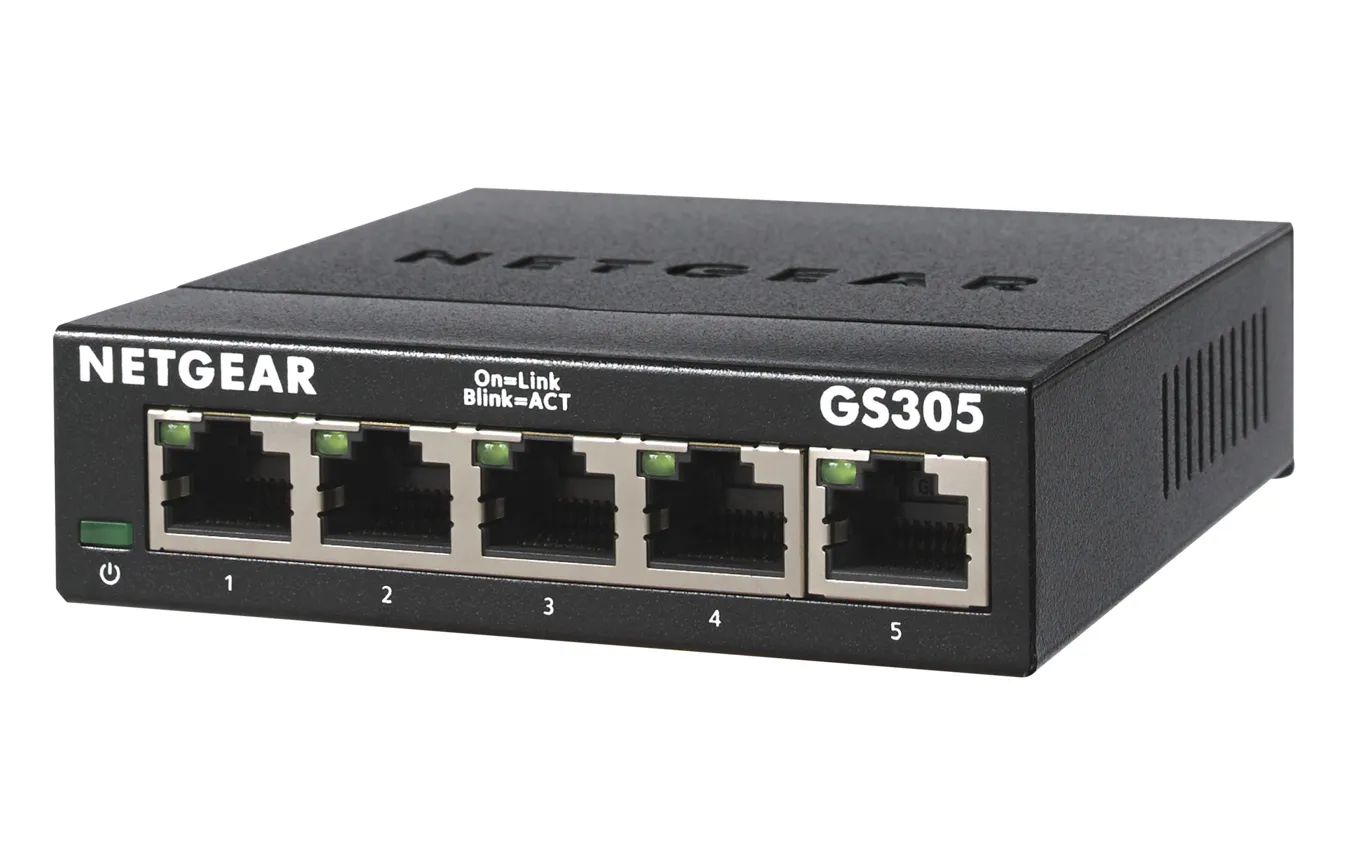 NETGEAR GS305 Switch 5 Port Gigabit Ethernet LAN Switch (Plug-and-Play Netzwerk Switch, LAN Verteiler, Hub energieffizient, lüfterlos, robustes Metallgehäuse) – Bild 2