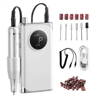 VEVOR Elektrischer Nagelbohrer, tragbarer E-Nagelfräser mit 40.000 U/min, Acryl-Gel-Schleifwerkzeug mit LCD-Display und 6 Bits und 50 Schleifbändern für Maniküre, Pediküre, Schnitzen und Polieren VEVOR Elektrischer Nagelbohrer, tragbarer E-Nagelfräser mit 40.000 U/min, Acryl-Gel-Schleifwerkzeug mit LCD-Display und 6 Bits und 50 Schleifbändern für Maniküre, Pediküre, Schnitzen und Polieren