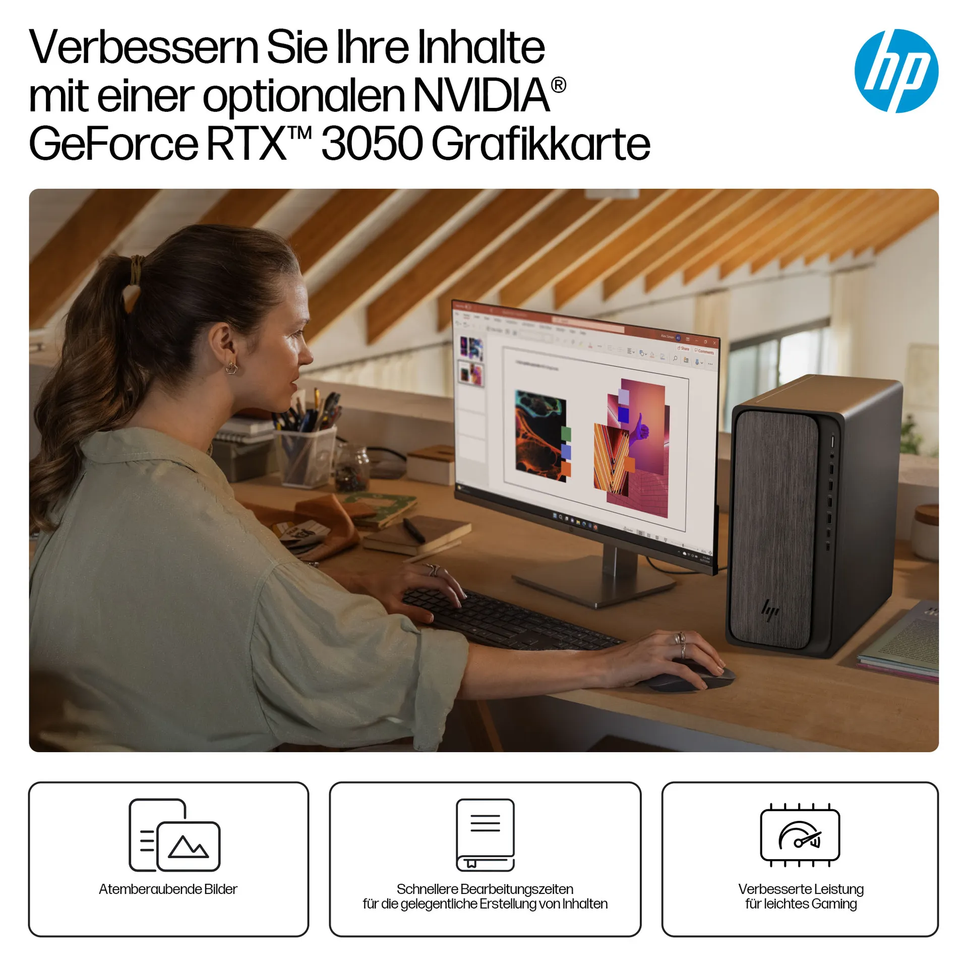 HP OmniDesk Desktop M02-0176ng AMD Ryzen™ 7 8700G 16 GB DDR5-SDRAM 512 GB SSD FreeDOS Tower PC AI PC Schwarz, Grau – Bild 3