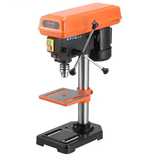 VEVOR 203,2 mm Tischbohrmaschine, 500 W Induktionsmotor, Säulenbohrmaschine mit 500 bis 2500 U/min einstellbarer Drehzahl, 0–45° neigbarer Arbeitstisch, LED, Standbohrmaschine für Holzmetall – Bild 8