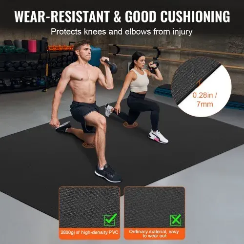 VEVOR Trainingsmatte, rutschfeste, hochdichte Premium-Yogamatte, Trainings-Yogamatte für Männer und Frauen, Fitness- und Trainingsmatte mit Tasche und Tragegurt, für alle Arten von Heim-Yoga, Pilates und Bodentraining (2,4 x 1,5 m) – Bild 3
