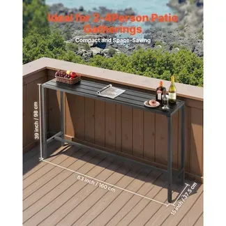 VEVOR Bartisch, 1600 x 375 x 980 mm, Bistrotisch, Stehtisch mit Metallgestell, rechteckige Esstische, Küchentisch, Tresentisch, Partytisch, Gartenmöbel für Balkon, Garten, Poolrand VEVOR Bartisch, 1600 x 375 x 980 mm, Bistrotisch, Stehtisch mit Metallgestell, rechteckige Esstische, Küchentisch, Tresentisch, Partytisch, Gartenmöbel für Balkon, Garten, Poolrand