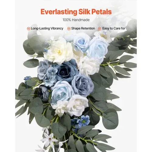 VEVOR Künstliches Blumenset für Hochzeit Bogen, blaue Blumen für Traubogen mit Vorhängen (4er-Set) – 2 Blumenarrangements, 2 transparente Vorhänge, für Zeremoniensträuße, Empfangshintergrunddekoration – Bild 3