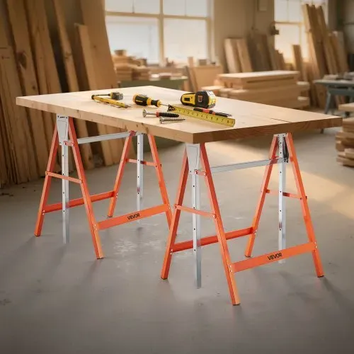 VEVOR Teleskop Arbeitsbock, 2er-Pack, Gerüstböcke, 200 kg Tragkraft, Unterstellbock, 800–1300 mm höhenverstellbar, mit rutschfesten Fußpolstern, für Holzarbeiten, Tischler & Bauunternehmer – Bild 7